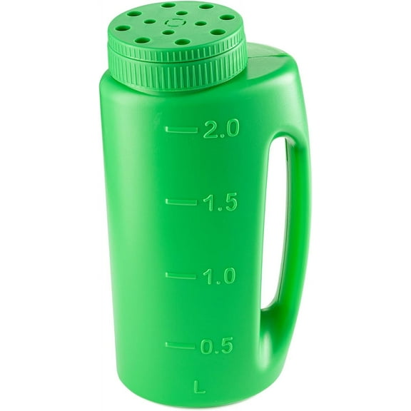 Seed Spreader for Lawn, 2L Handheld Shaker, Dispenser for, Seed, Snow and Ice Melt, Salt, Insect Repellents- Multipurpose Garden Applicator with Adjustable Holes, 68 Oz