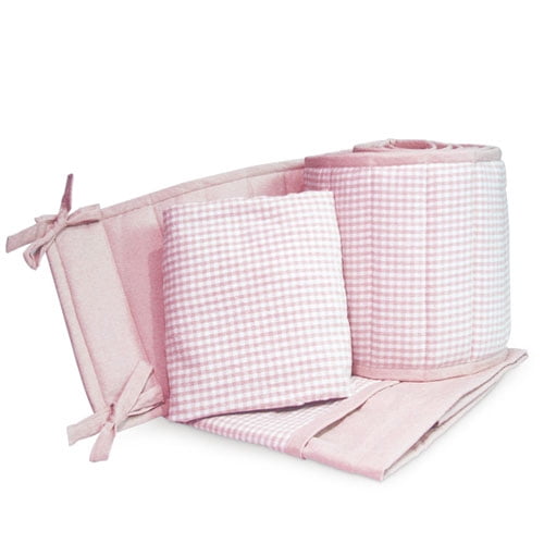 Seed Sprout Gingham Portable Crib Bedding 3 Piece Set Pink Walmart