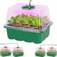 thumbnail image 1 of Seed Starter Kit with Grow Lights, 48 Cells Total (4 Trays of 12), Full Spectrum Mini Greenhouse for Indoor Plant Germination, Green, 1 of 4
