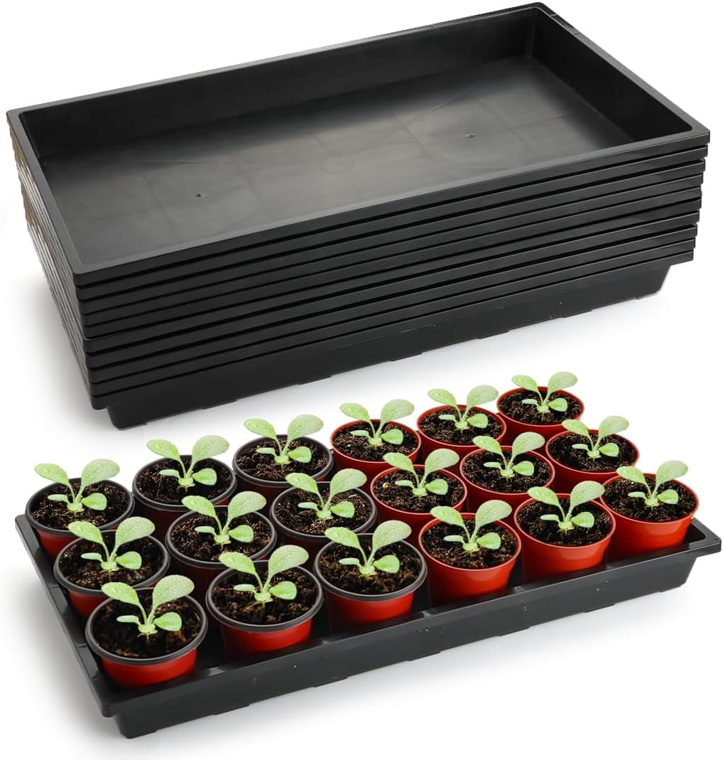 Seed Starter Plant Nursery Pots Trays, 5-Pack of Plastic Green Flats for Carrying and Holding Planting Pots