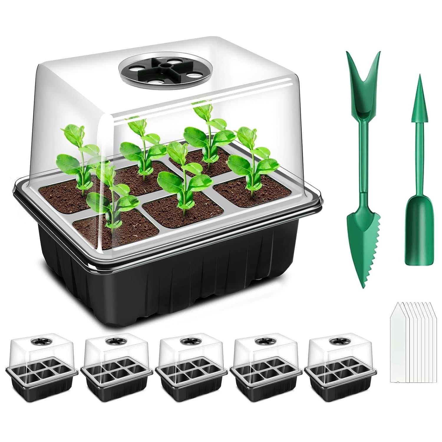 Seed Starter Tray, 5 Pack 6 Cells Seed Starter Kit, Seed Starting Trays