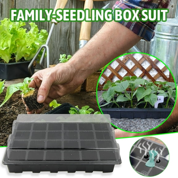 Seed Starter Tray under $5! Xqxayjr 24 Cell Seed Starter Tray, Transparent Propagator with Ventilation Holes, Reusable Nursery Planter for Indoor Outdoor Gardening, Germination Kit