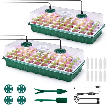 Seed Starter Tray, 60 Cells Reusable Plant Germination Kit , Indoor Greenhouse Propagation Set