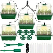 Seed Starter Tray with Grow Light & Humidity Dome - USB-Powered Indoor Greenhouse Mini Propagator Station, Durable Plastic Construction for Home Gardening, Plant