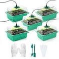 thumbnail image 1 of Seed Starter Tray with LED Light - Seed Starter Tray with Elevated Lid, Thicken Seed Starting Trays Kit with Adjustable Humidity Vent, Plant Grow Kit with Adjustable Humidity Vent for Mini Greenhouse, 1 of 6