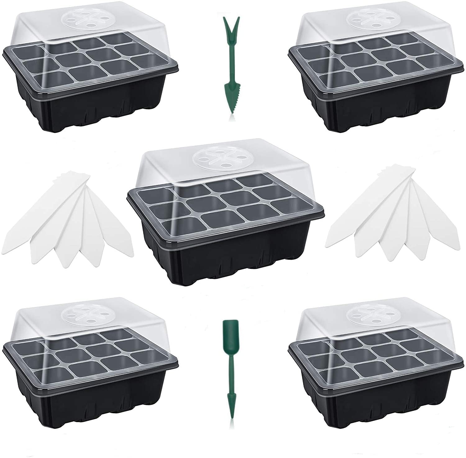Humidity Dome, Germination Kit with LED Grow Light Bars, 5x8 Cell Tray
