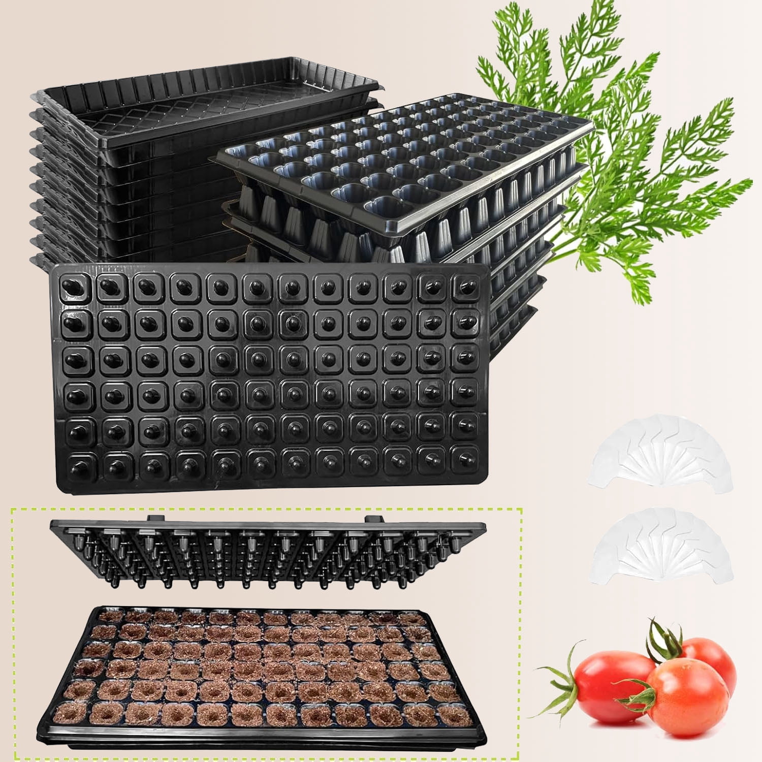 Seed Starter Trays with Dibber – Reusable Seedling Trays for Germination Propagation, Soil Digger for Quickly Setting Out.