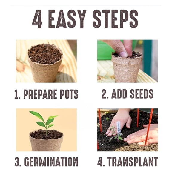 Seed Starting Pots - Biodegradable, Ideal for Seedlings - 5 in, 24 Pack - Peat