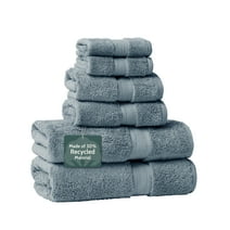 Seed & Stone Ultra-Soft Cotton Bath Towels, with 30% Recycled Cotton, 6-Piece Towel Set, Marble Blue