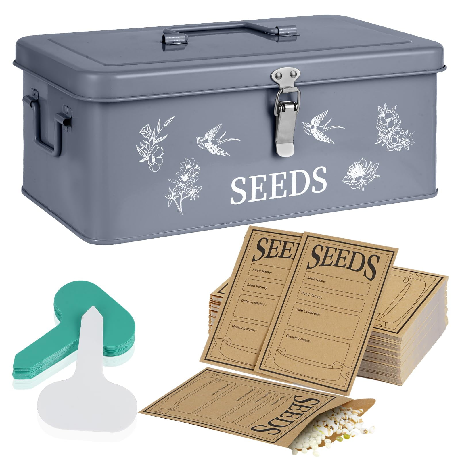 Seed Storage Organizer Box with 4 MVR1 Compartments and Locks, Metal ...