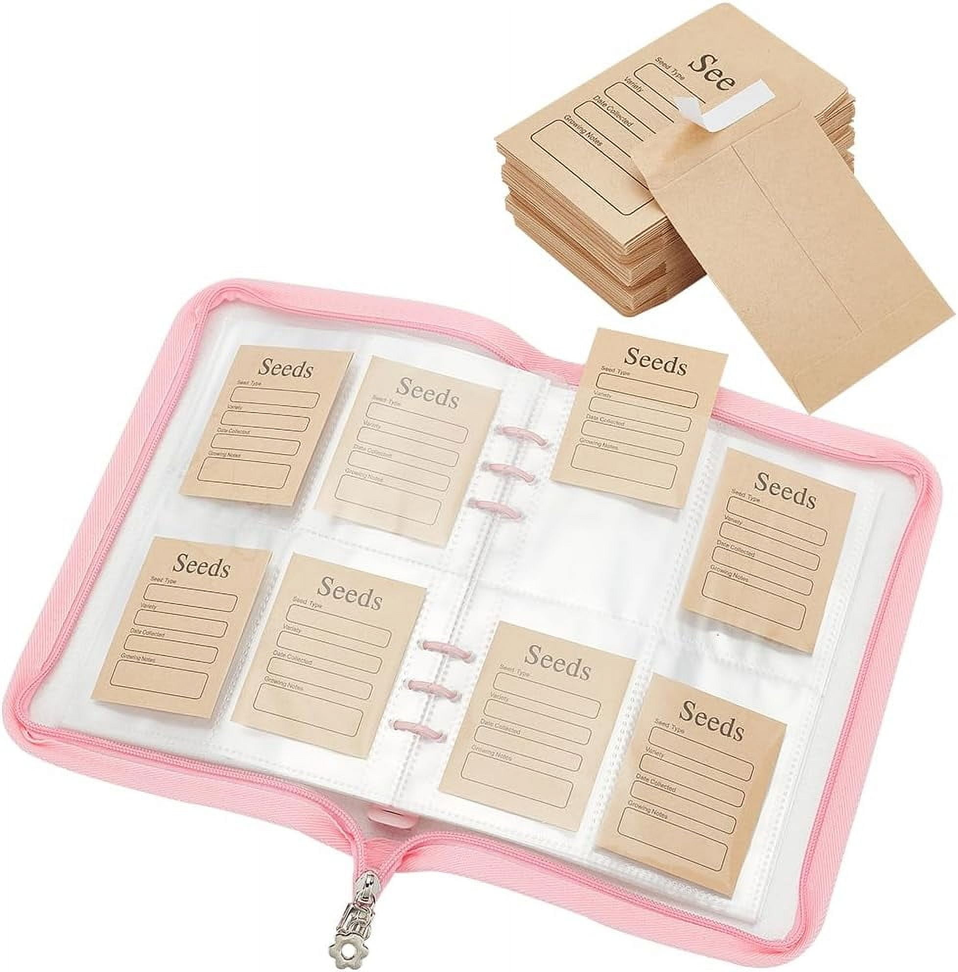 Garden Seed Holder Binder With 100 Pockets Seed Storage Binder Organizer -  100 Pocket Garden Seed Holder With Clear Sleeves For Seed Packets