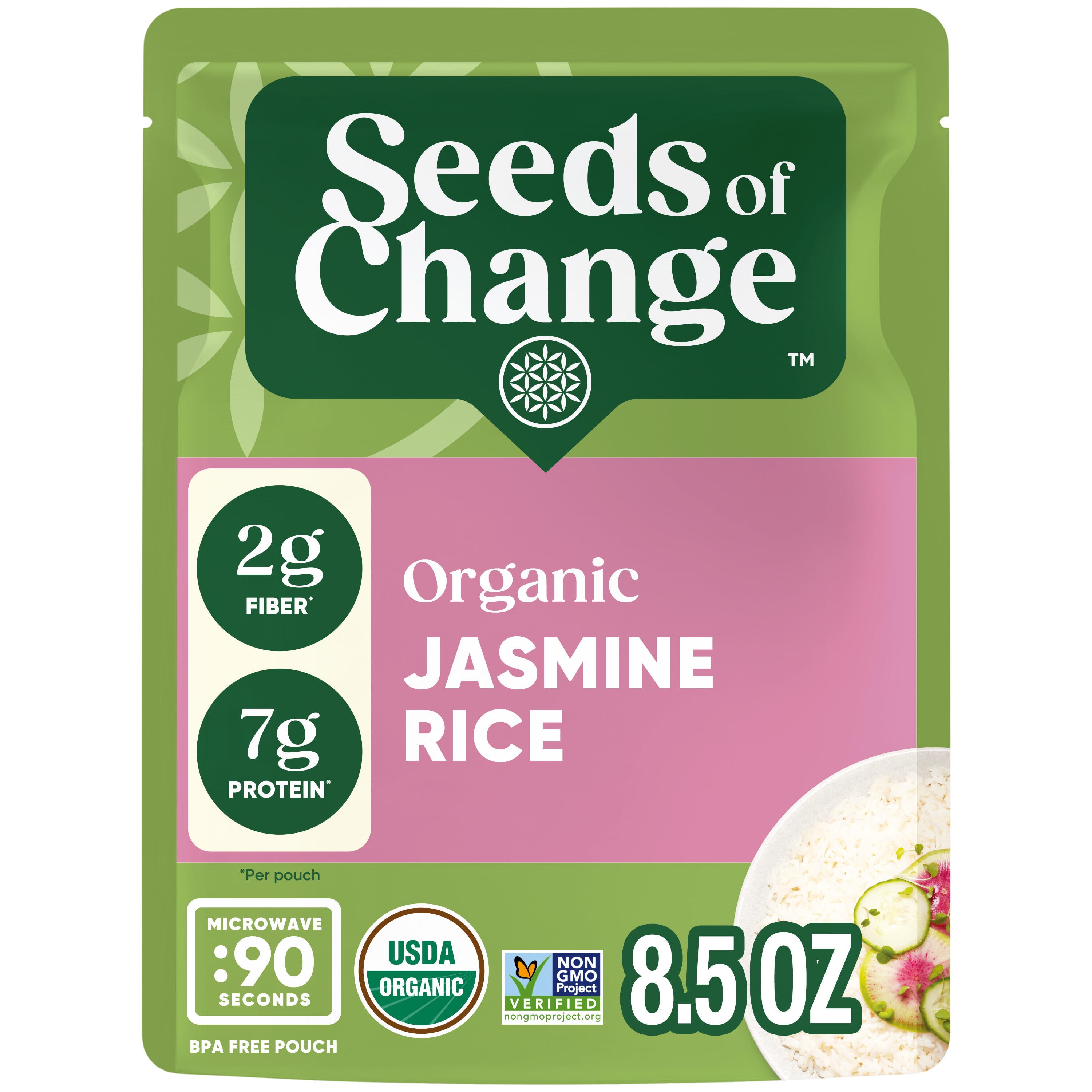 Seed of Change Certified Organic Jasmine Rice, Organic Food, 8.5 Ounce Pouch