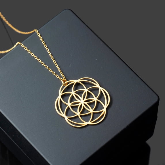 Seed of Life Jewelry, Periods of Life in Sterling Silver Necklace for Women- Gold Plated Necklace