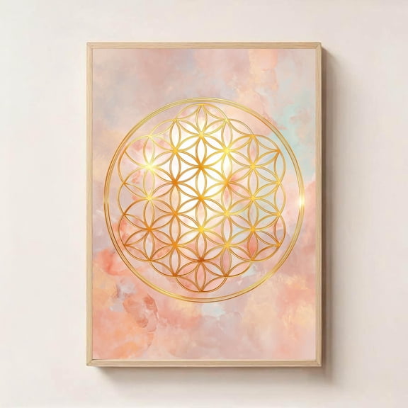 Seed of Life Sacred Geometry Wall Art Spiritual Metaphysical Decor, Unframed Paper Poster 8x10in