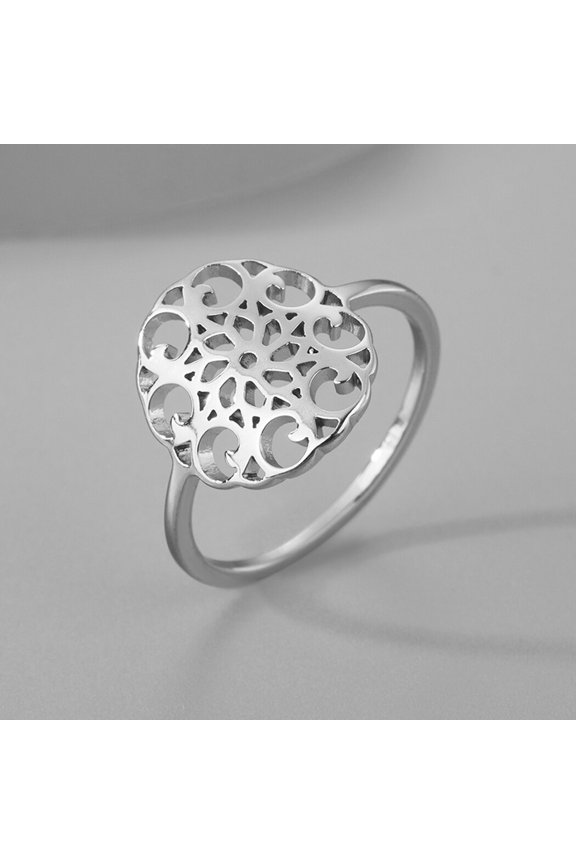 Seed of Life Stainless Steel Ring Sacred Geometry Ring Round Mandala Spiritual Jewelry