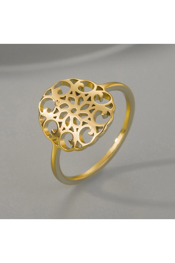 Seed of Life Stainless Steel Ring Sacred Geometry Ring Round Mandala Spiritual Jewelry