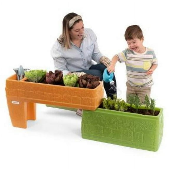 Seed to Sprout Slide & Store Two Level Planter, Green & Brown
