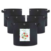Seedfactor 5 Pack 25 Gallons Plant Grow Bags, Heavy Duty Thick Nonwoven Fabric Pots Planters w/ Multi-Purpose Rings for Low Stress Training Fruits, Vegetables & Flowers