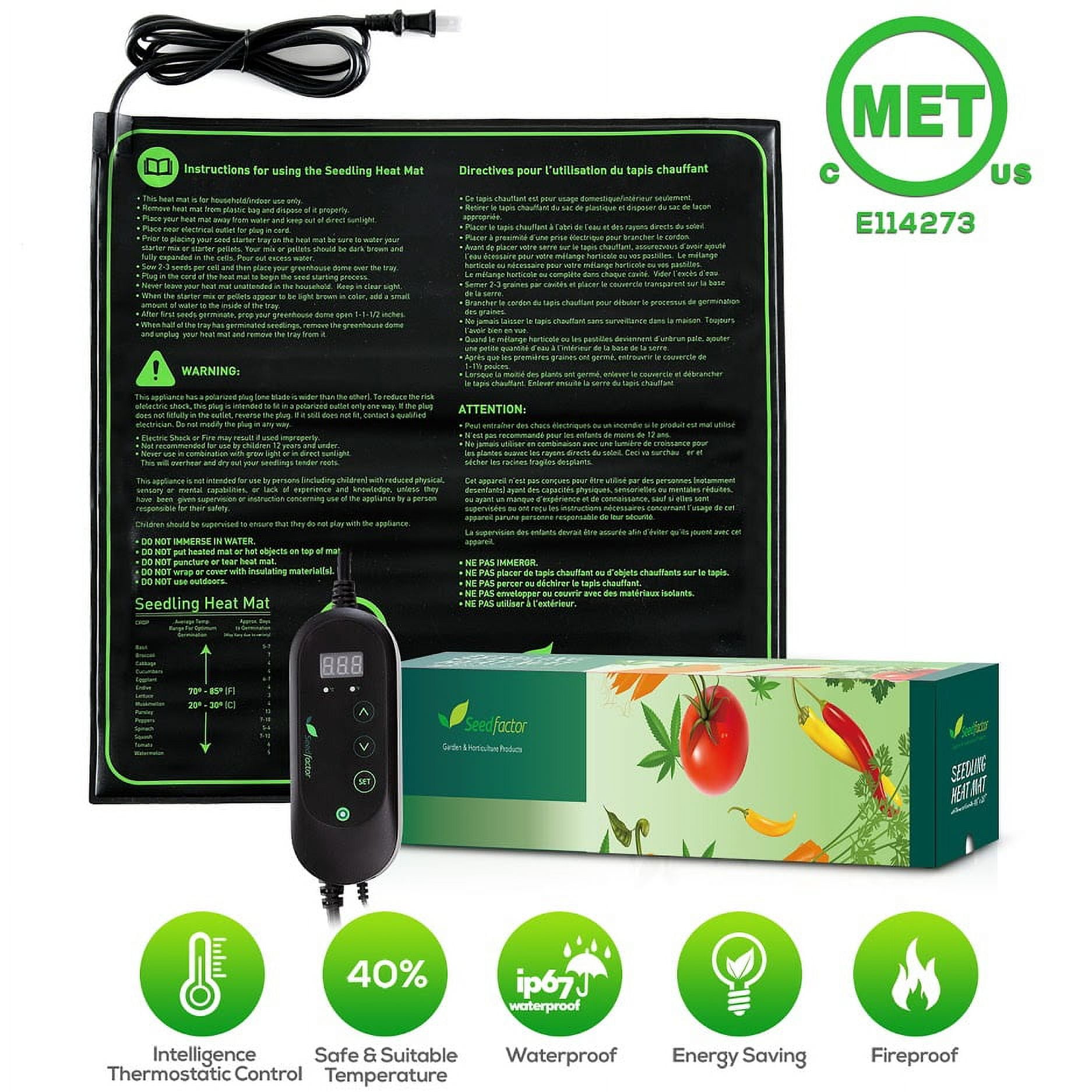Seedfactor MET Certified Seedling Heat Mat with 50108 Digital