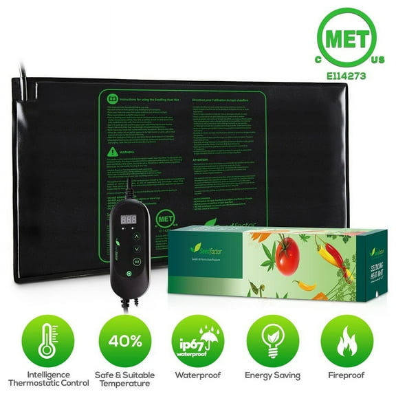 Seedfactor MET Certified Seedling Heat Mat with 50℉~108℉ Digital Thermostat Controller for Seed Germination (48" x 20")