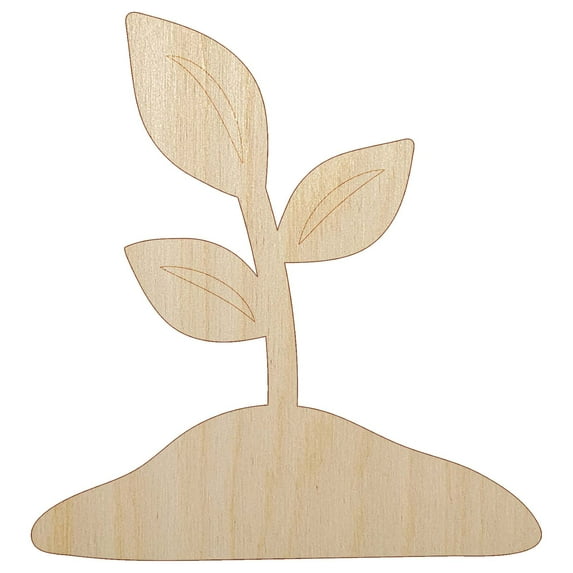 Seedling Growing Plant Wood Shape Unfinished Piece Cutout Craft DIY Projects - 6.25 Inch Size - 1/8 Inch Thick