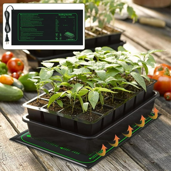 Seedling Heat Mat for Greenhouse Warming Pad Direct Plug In Heating for Veggies Flowers and