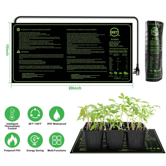 Seedling Heat Mat, iMounTEK Seedfactor Waterproof Durable Germination Station Heat Mat, Warm Hydroponic Heating Pad for Indoor Home Gardening Seed Starter(10" x 20")