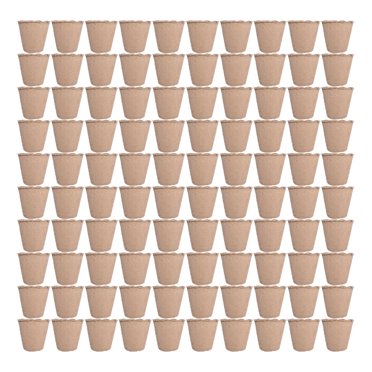 100 Pack Biodegradable Paper Pulp Seed Starter Pots – Small Round – Vegetable/Flower Gardening