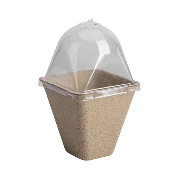 Seedling Peat Pots with Lids , Biodegradable Pulp Cups for Plant Starting , Eco-Friendly Paper Pulp and Clear Plastic Covers , Indoor Seed Starting and Greenhouse Gardening System