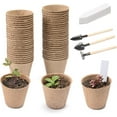 thumbnail image 1 of Seedling Pots,Gardening Essentials,50Pcs Biodegradable Paper Pulp Nursery Pots With 50 Plant Labels,3Pcs Tools And Marker,Disposable Compostable Seed Starting Pots For Seed Germination.(S), 1 of 4
