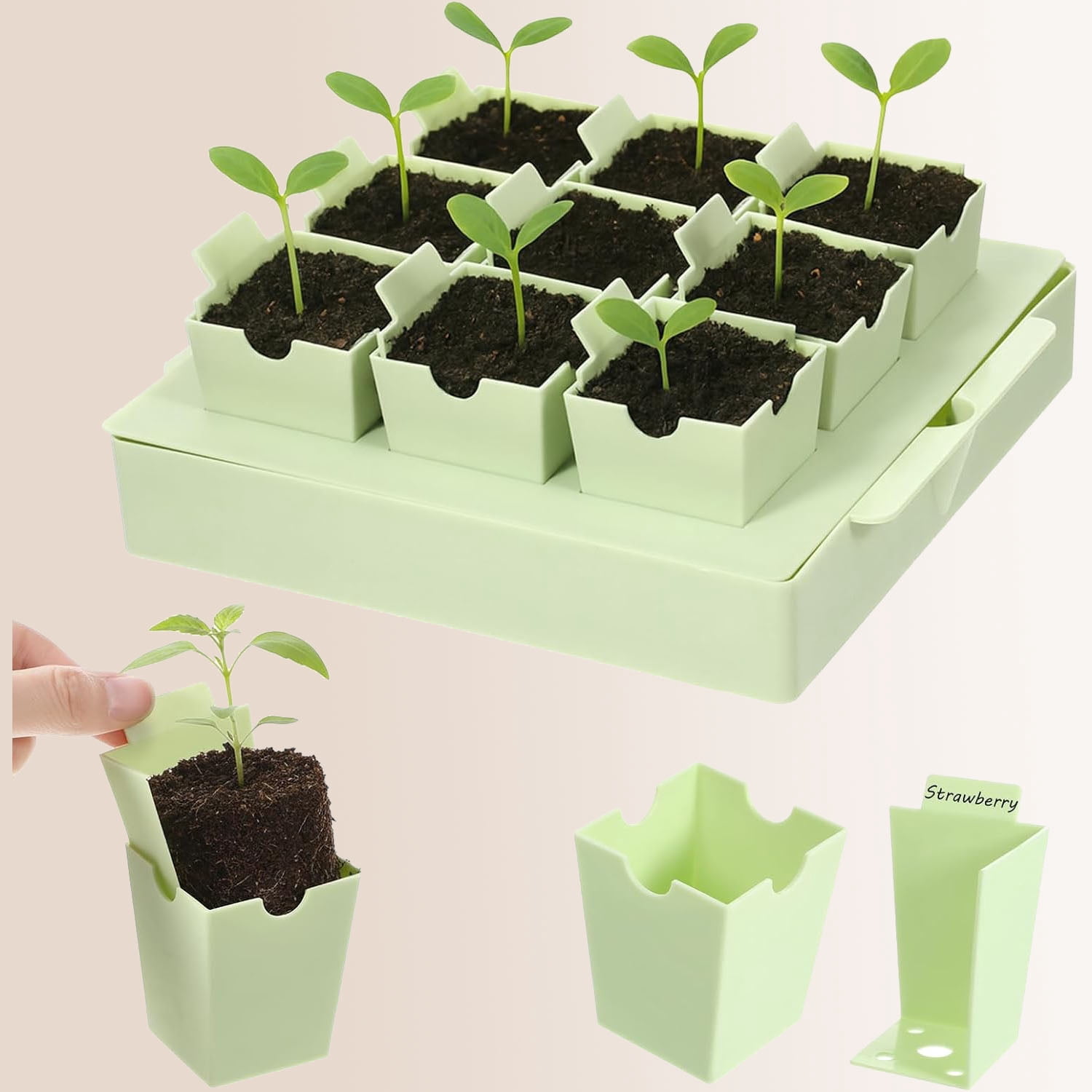 Seedling Starter Trays, Seed Starting Kit Thickened Tray with Double Side Handles, Reusable for Indoor, Outdoor, Greenhouse Use