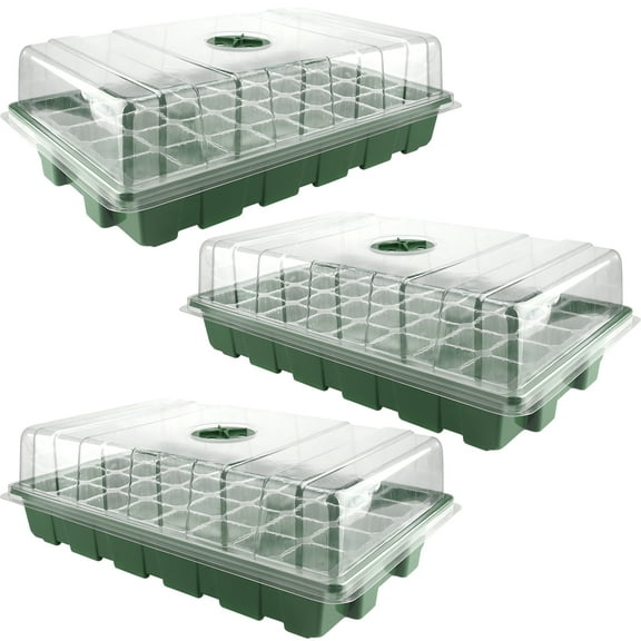 Seedling Trays Seed Starter TrayLarge Cells Propagator Plant Greenhouse Grow Kit with Humidity Vented Domes and Base for Seeds' Starting