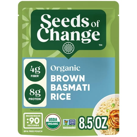 Seeds Of Change Certified Organic Brown Basmati Rice, Organic Food, 8.5 Oz Pouch. Ready In 90 Seconds!