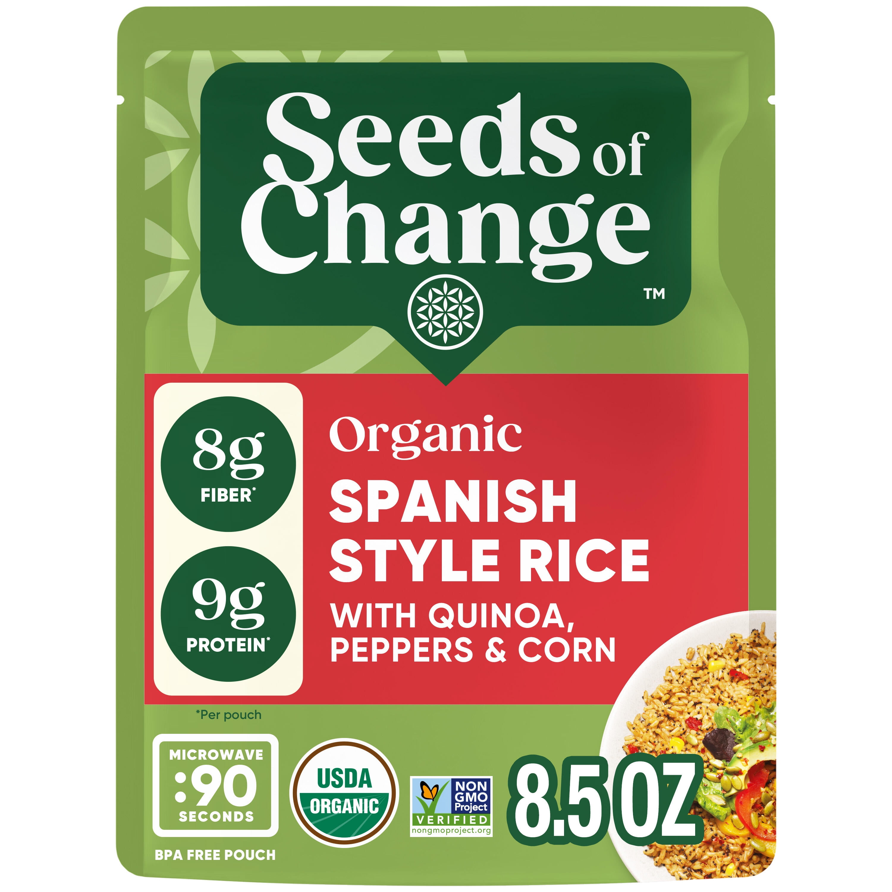 Seeds Of Change Certified Organic Spanish Style Rice, 8.5 Ounce Pouch