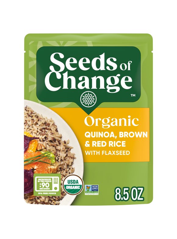 Seeds of Change Organic Quinoa, Brown & Red Rice with Flaxseed, 8.5 Ounce Pouch