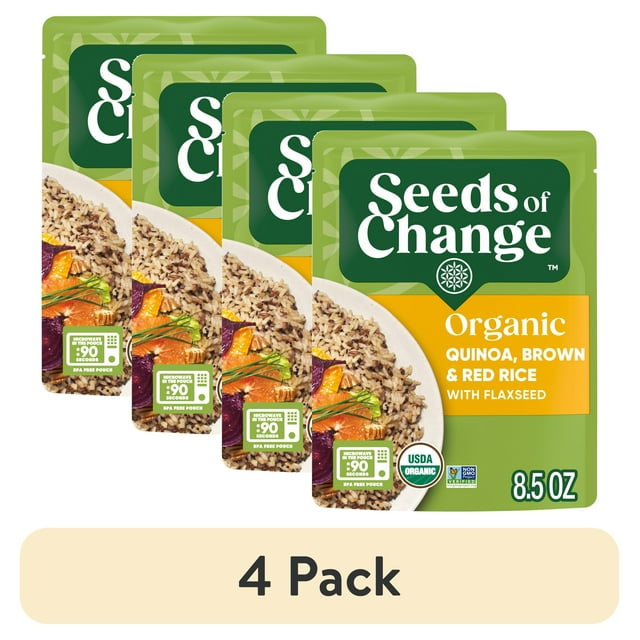 (4 pack) Seeds of Change Organic Quinoa, Brown & Red Rice with Flaxseed