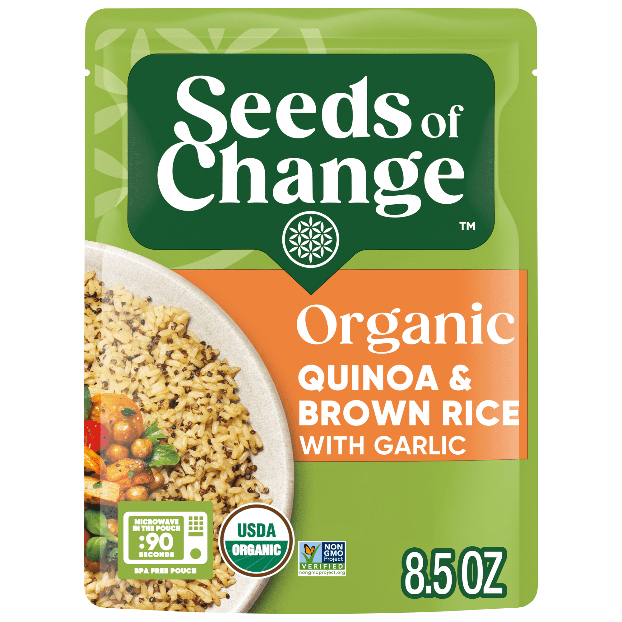 Seeds of Change Organic Quinoa & Brown Rice with Garlic 8.5 Ounces (Pack of 4)