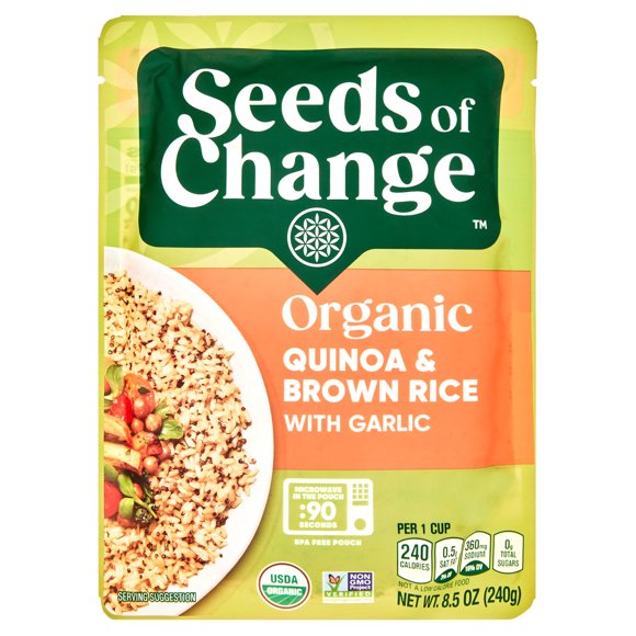 Seeds of Change Organic Quinoa & Brown Rice with Garlic, Organic Food, 8.5 Ounce Pouch
