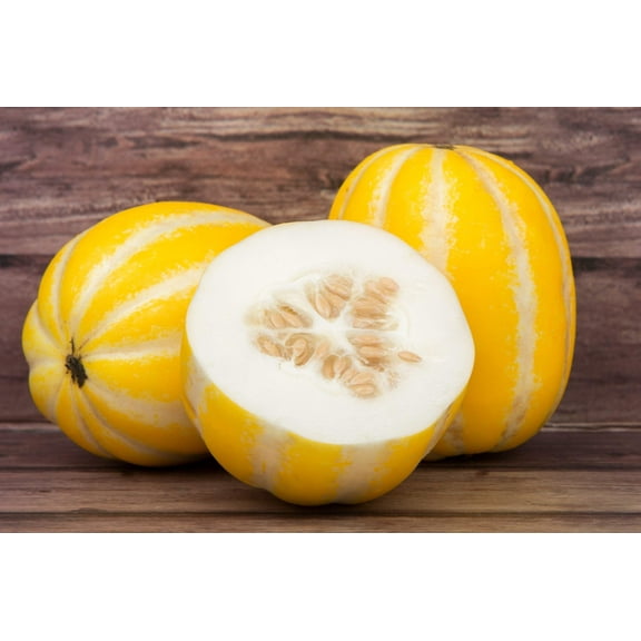 50 Seeds EARLY SILVER LINE MELON Cucumis Melo Yellow Striped Skin White Flesh Korean Fruit Seeds