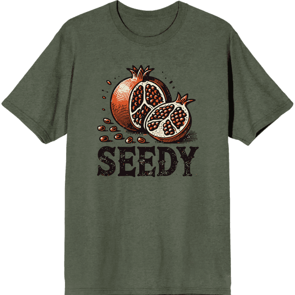 Seedy Pomegranate Adult Green Crew Neck Short Sleeve Tee-Medium