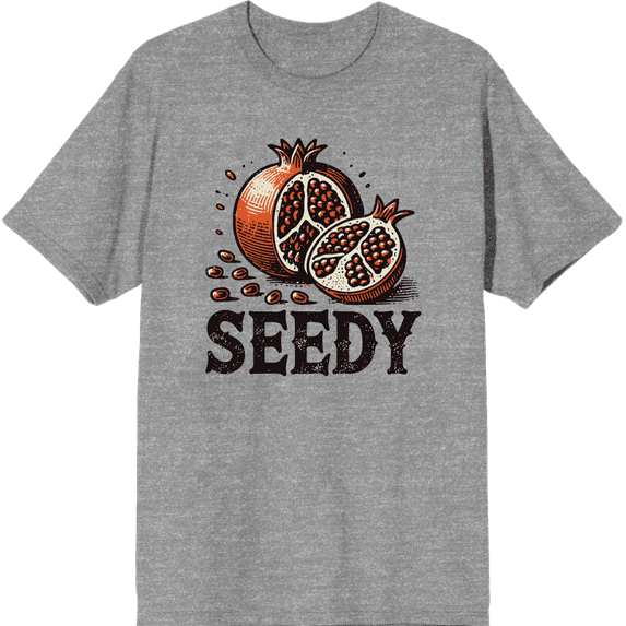 Seedy Pomegranate Adult Heather Gray Crew Neck Short Sleeve Tee-XXL