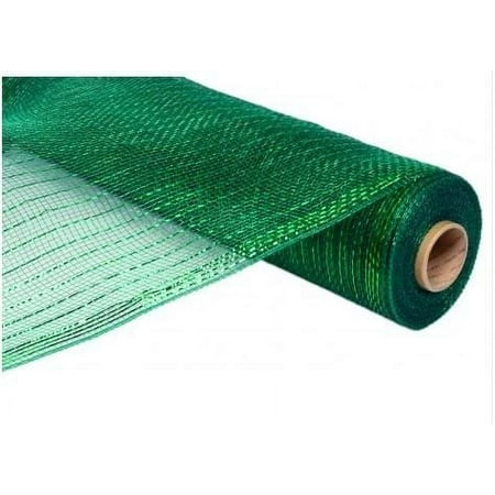 Seefred Metallic Poly Deco Mesh - Emerald/Emerald Metallic Foil