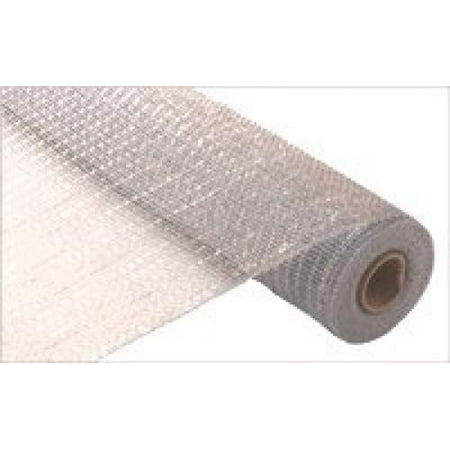Seefred Metallic Poly Deco Mesh - Silver/Silver Metallic Foil