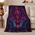 thumbnail image 1 of All Seeing Eye Pyramid over Crystal Cavern, Occult Fantasy Style for Mystic Art Lovers, Lunar Portal Scene and Halloween Gift, Soft Flannel Blanket for Studio, Home Decor, 1 of 9