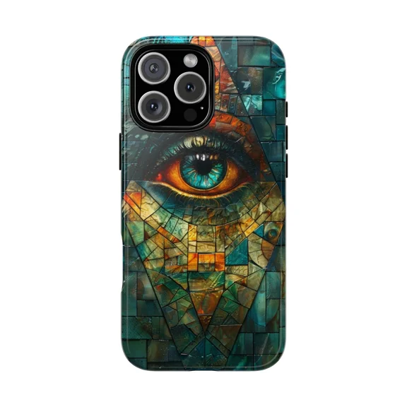 Seeing Eye Stained Glass Symbol Case for iPhone 17 to 11 Pro Max