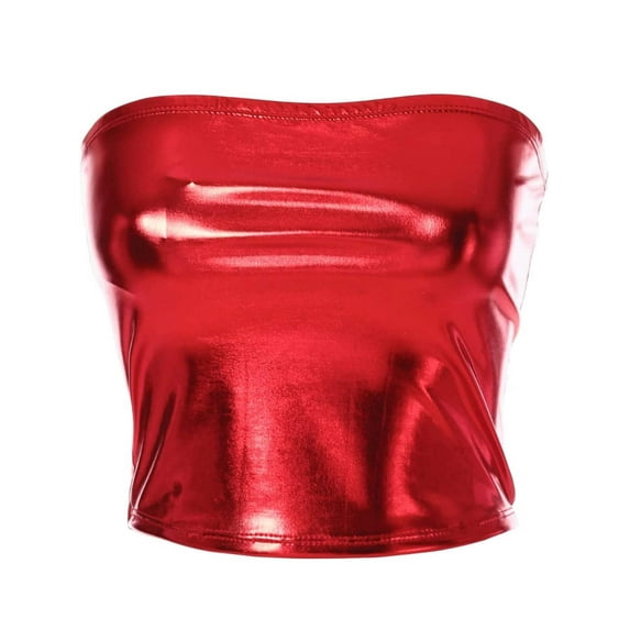 Seeing Red Liquid Red Metal Bandeau Adult Costume Top | X-Large Female