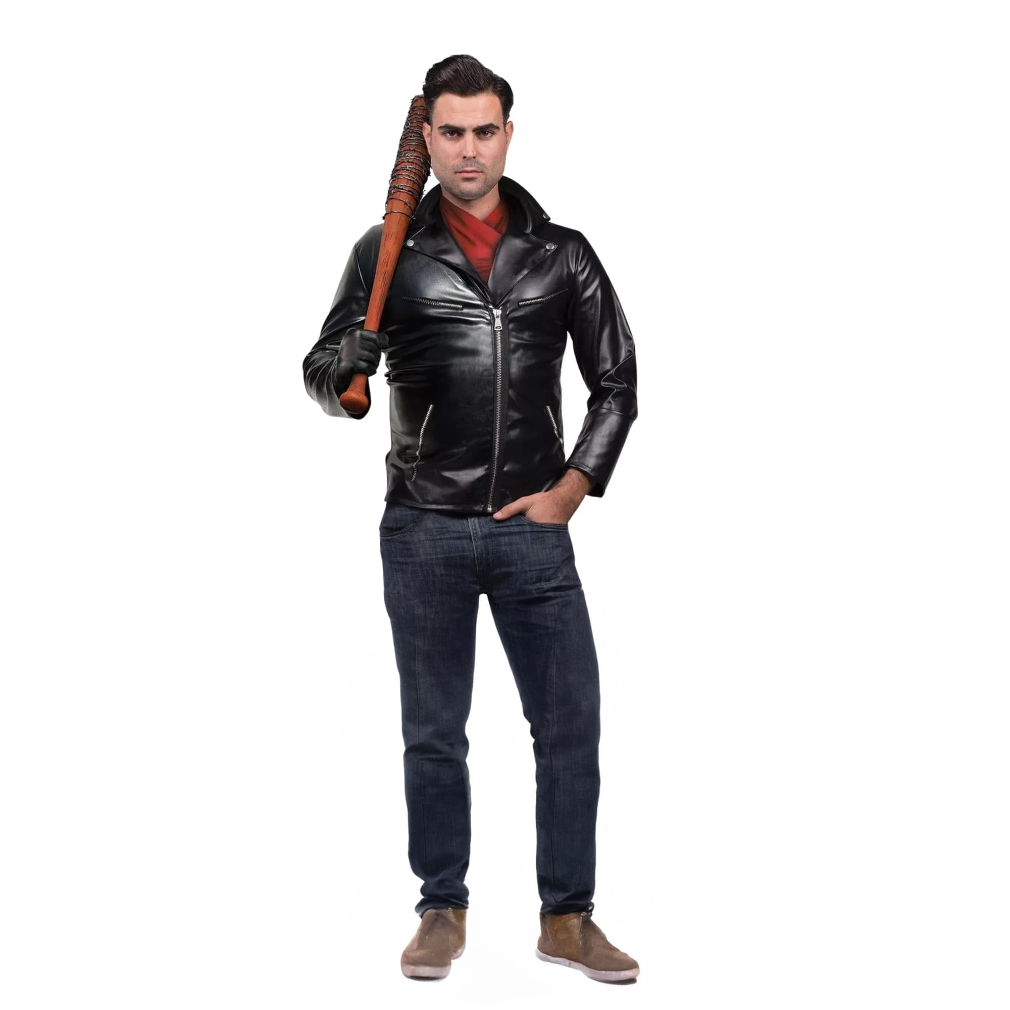 Déguisement Negan The Walking Dead Veste Motard Cuir Bandana Rouge  Taille S Pour Adulte
