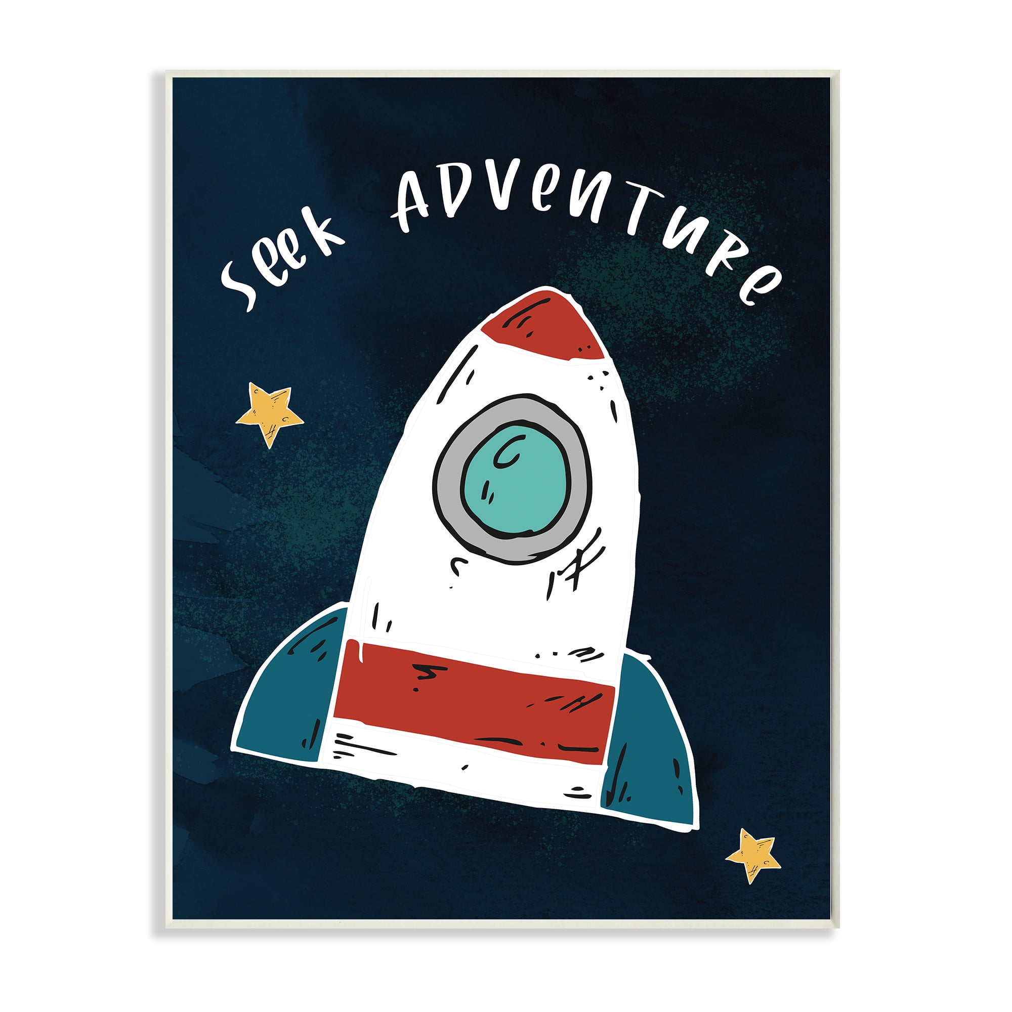 Stupell Industries Seek Adventure Inspirational Quote Space Ship Stars,10 x 15,Designed by Daphne Polselli