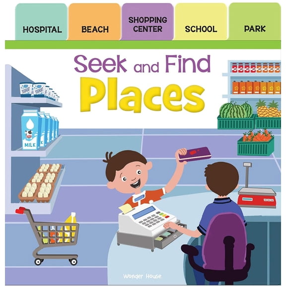 Pre-Owned Seek and Find - Places: Early Learning Board Books with Tabs, (Board Book)