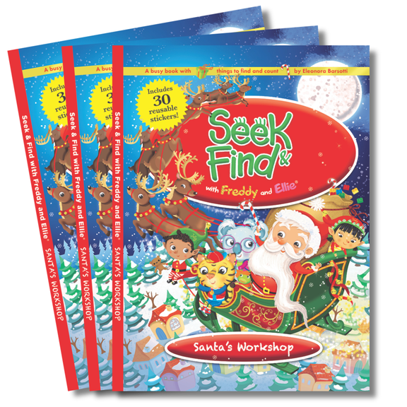 Seek & Find with Freddy and Ellie Santa's Workshop 3 Book Set, 32 Pages, 3 Count